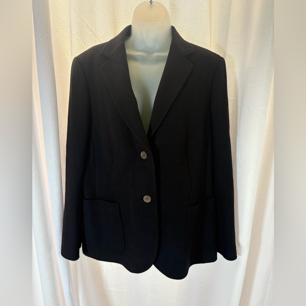 Lands' End Black Wool Blazer Jacket Size 18 EUC‎